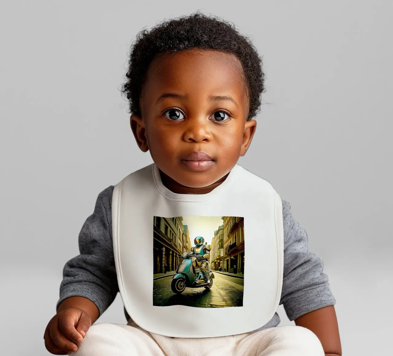 ROBOT EN SCOOTER BLEU. Doré bavaglino da Thierry vobmann photography