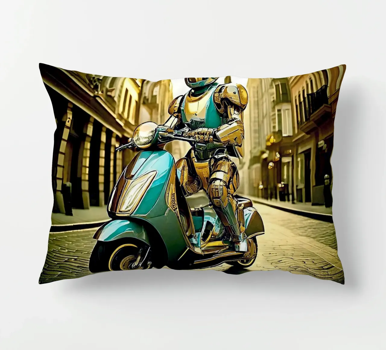 ROBOT EN SCOOTER BLEU. Dorรฉ cuscino da Thierry vobmann photography