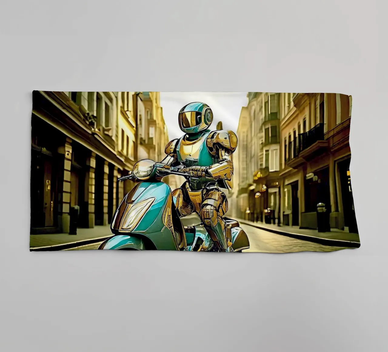 ROBOT EN SCOOTER BLEU. Doré asciugamano da bagno da Thierry vobmann photography