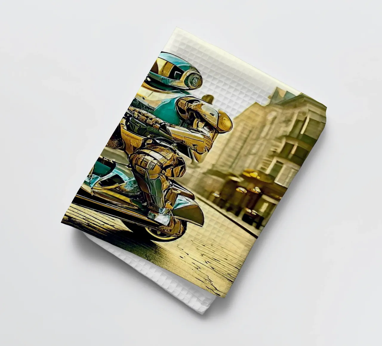 ROBOT EN SCOOTER BLEU. Doré canovaccio da cucina da Thierry vobmann photography