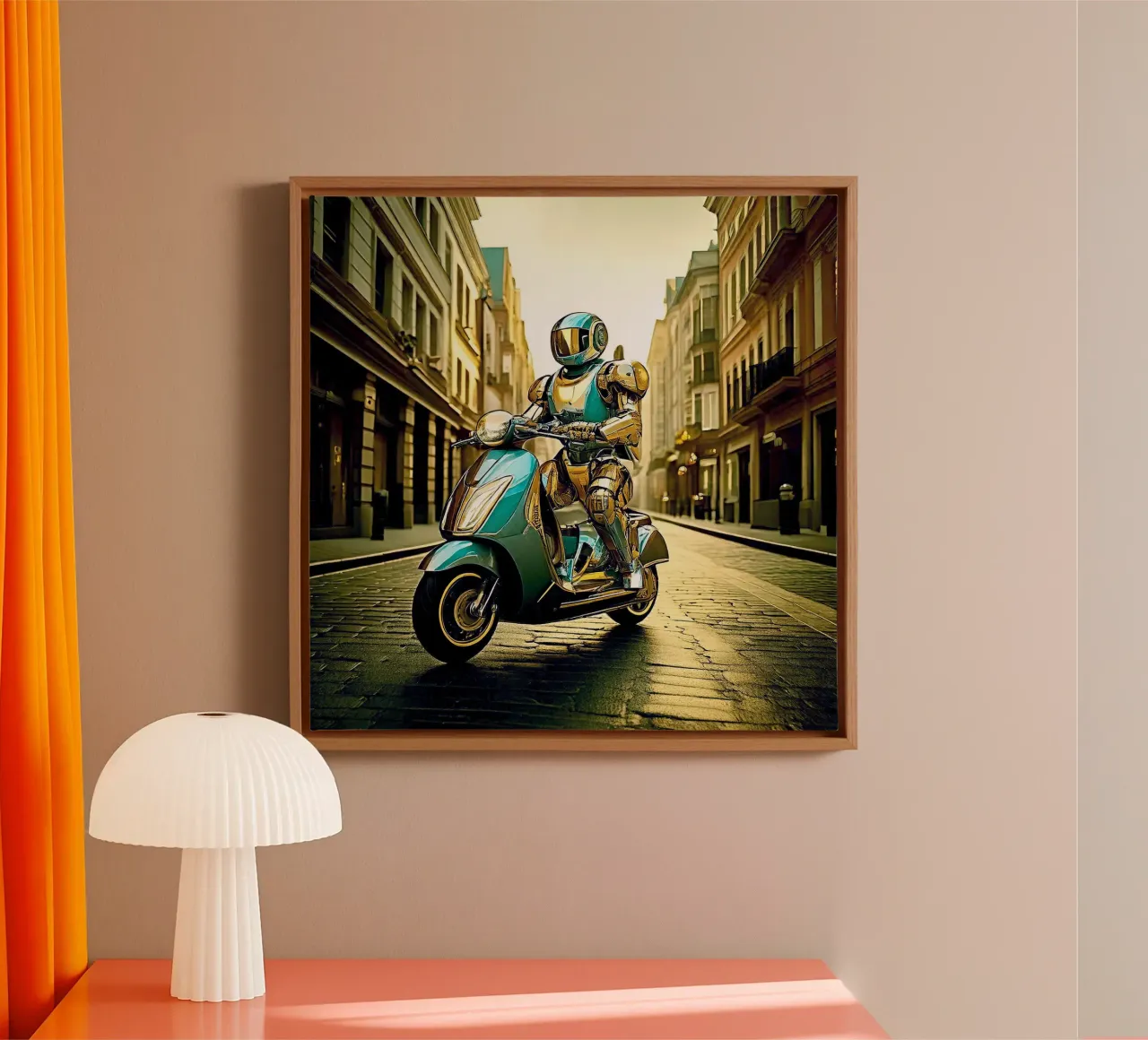 ROBOT EN SCOOTER BLEU. Doré tela da Thierry vobmann photography