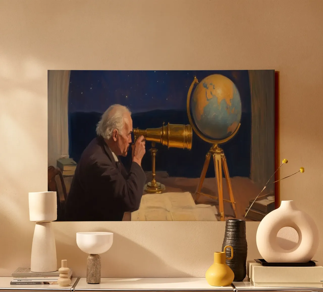 Lo studio dell'astronomo tela con Cornice a cassetta da Art Center
