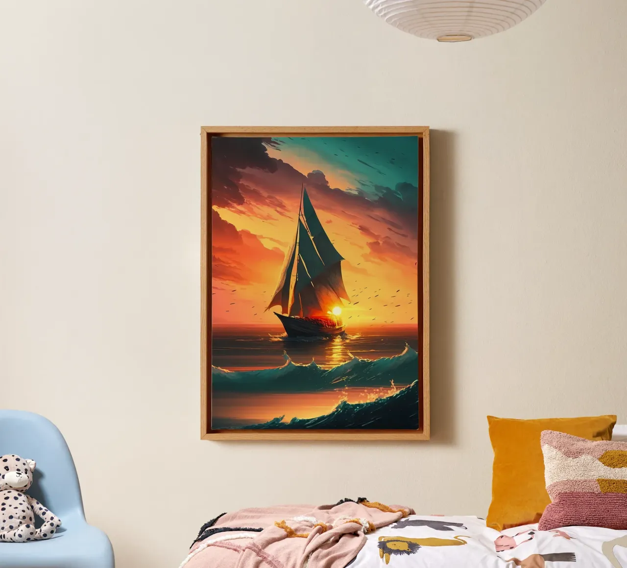 boot zonsondergang canvas met Baklijst van Bartosz Powalka