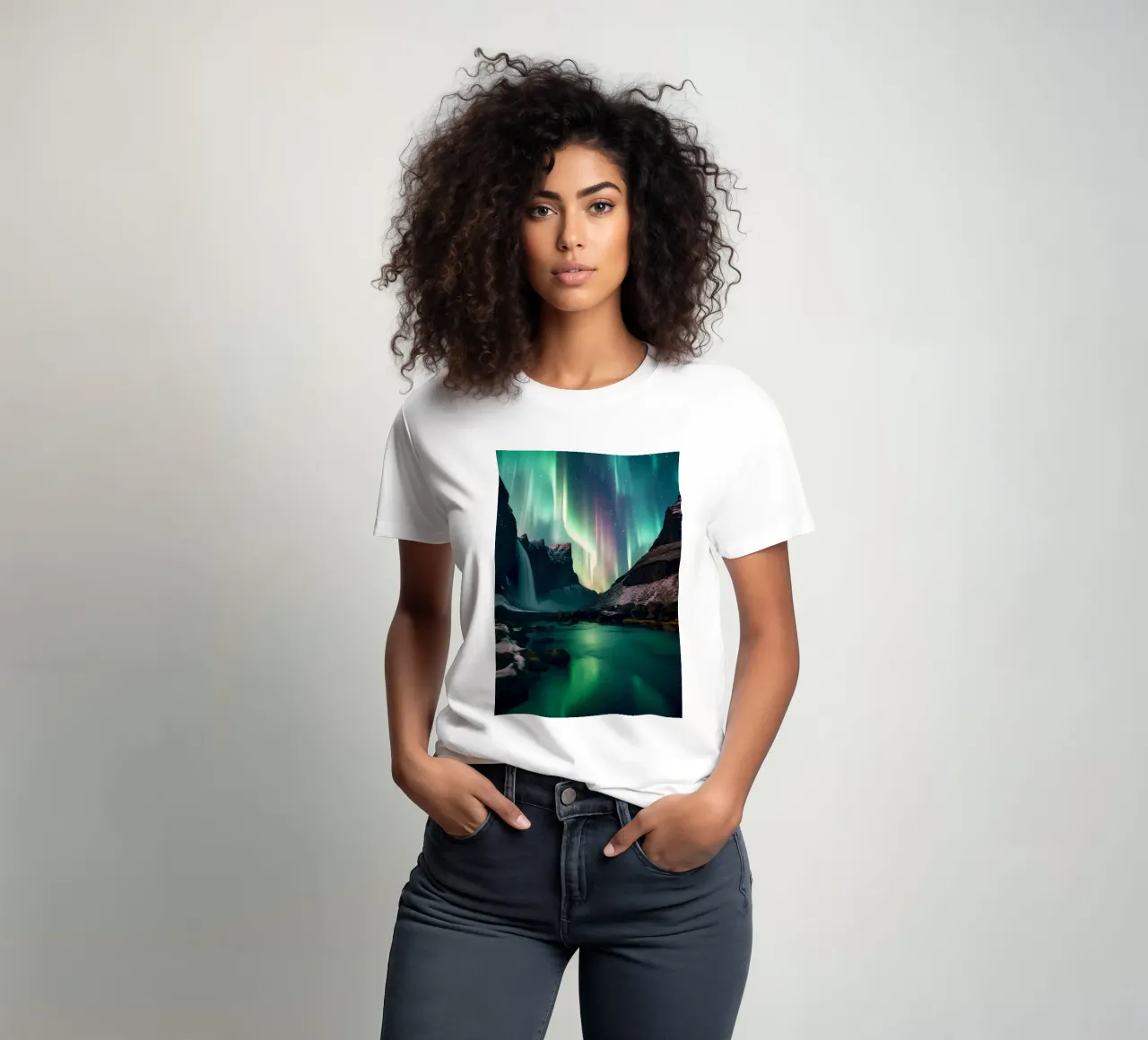 Green Aurora Borealis t-shirt by Matthew Katz