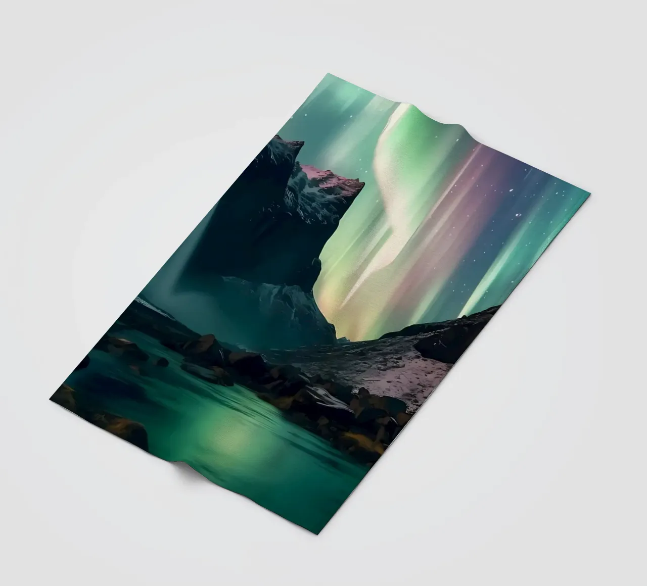 Green Aurora Borealis fleece blanket by Matthew Katz