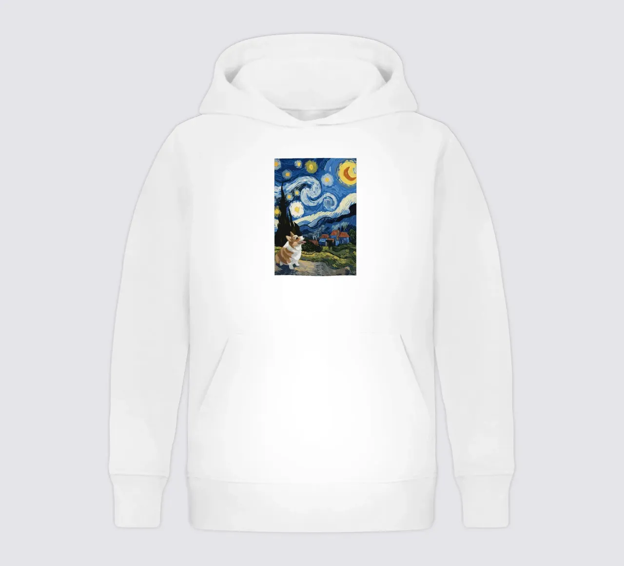 Corgi Under Starry Night kids hoodie by Adrian Patel