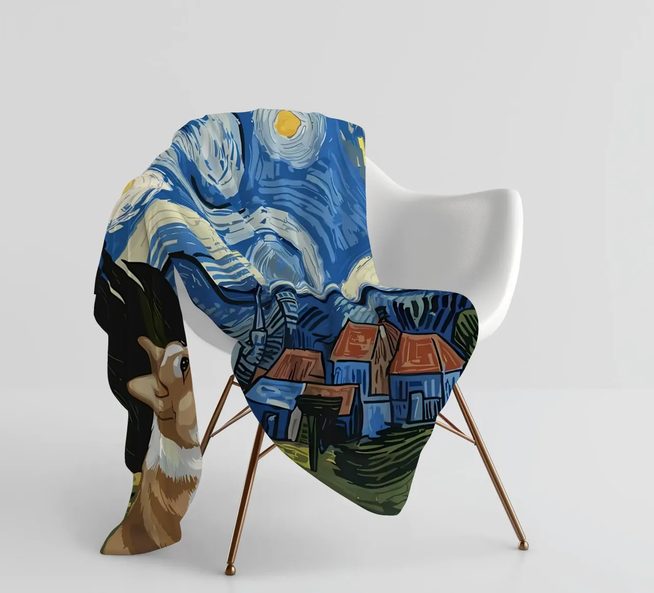 Corgi Under Starry Night fleece blanket by Adrian Patel