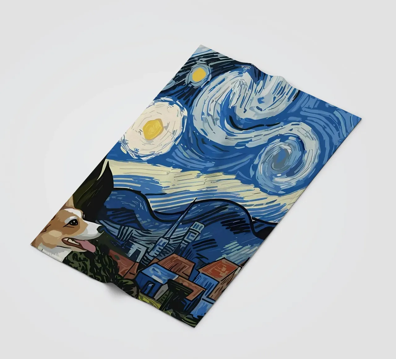 Corgi Under Starry Night fleece blanket by Adrian Patel