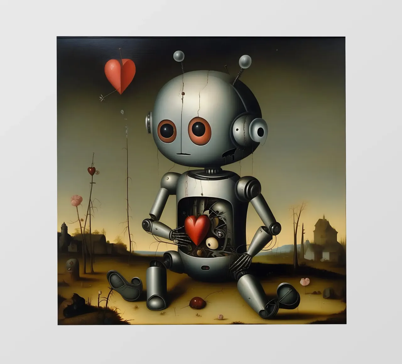 Robot con un cuore_5 telo in pvc da Pink- und LoveArt by LK