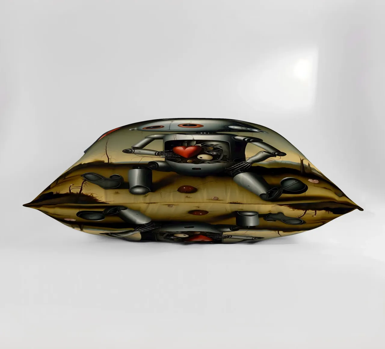 Robot con un cuore_5 cuscino da Pink- und LoveArt by LK