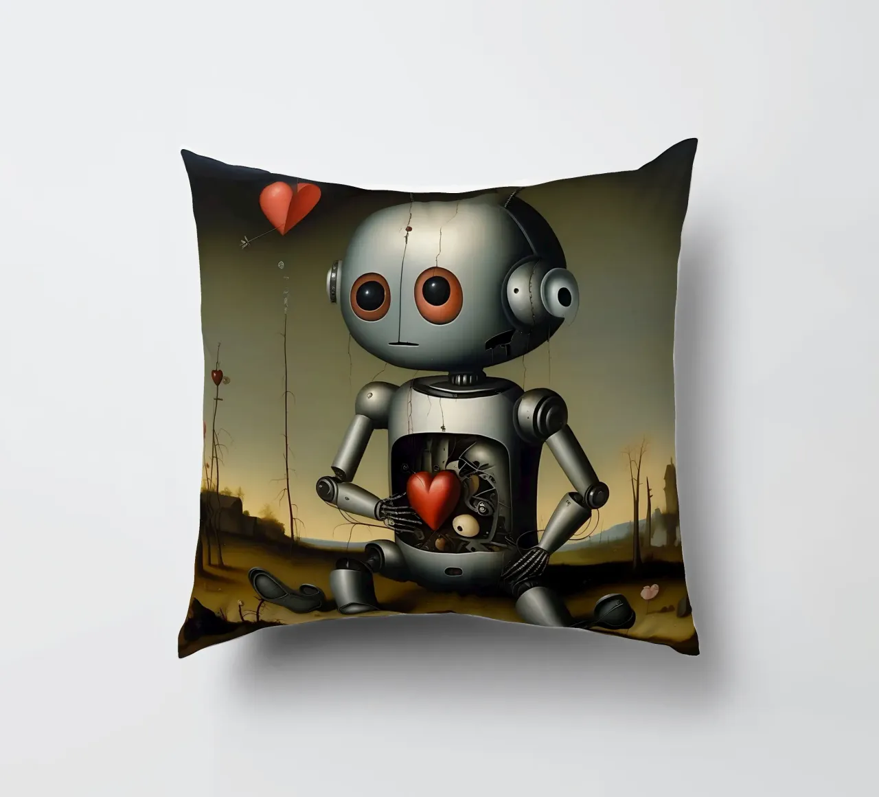 Roboter mit Herz_5 Kissen von Pink- und LoveArt by LK