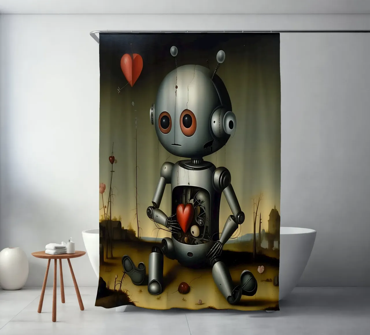 Robot con un cuore_5 tenda da doccia da Pink- und LoveArt by LK