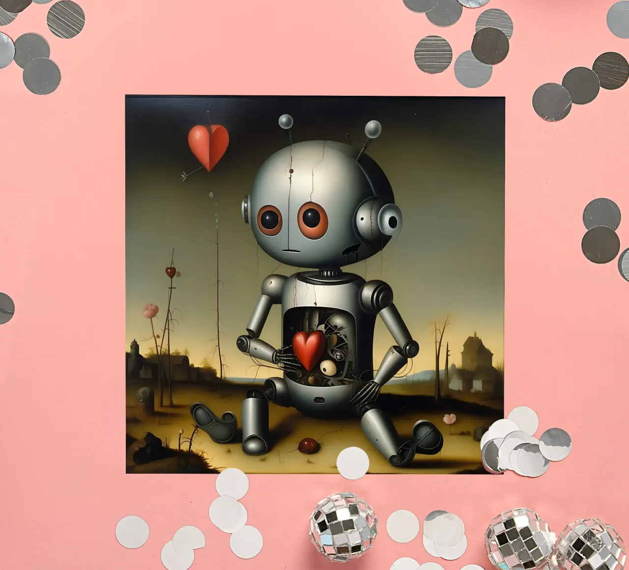 Robot con un cuore_5 adesivo da Pink- und LoveArt by LK