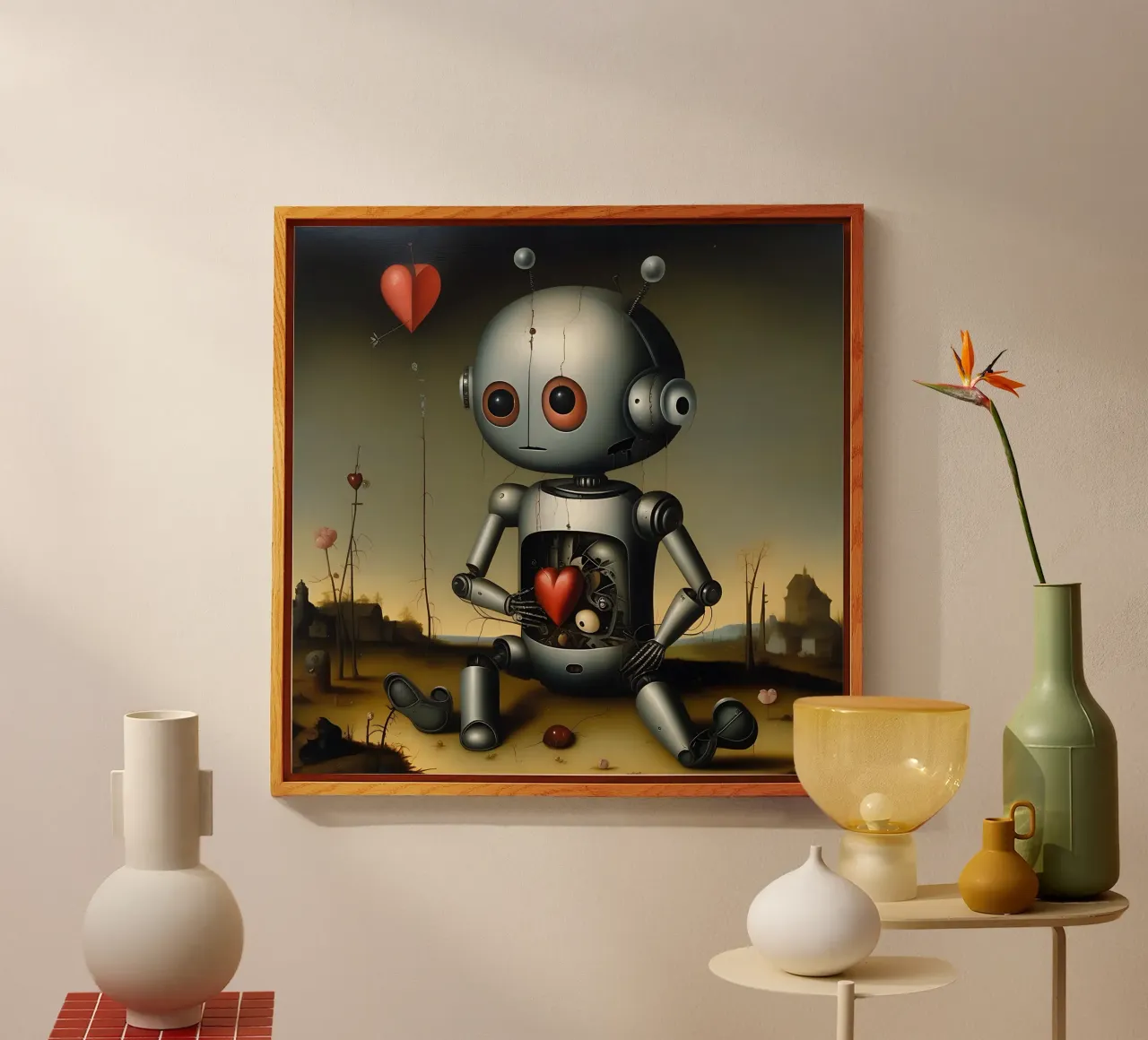 Robot con un cuore_5 plexiglass da Pink- und LoveArt by LK