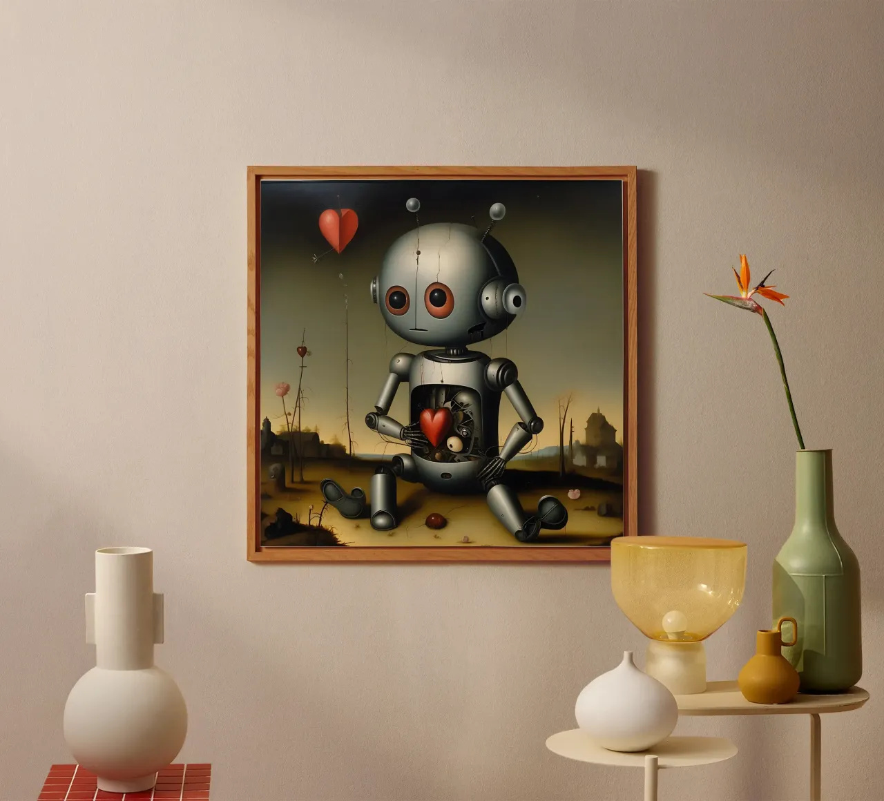 Robot con un cuore_5 alluminio dibond da Pink- und LoveArt by LK