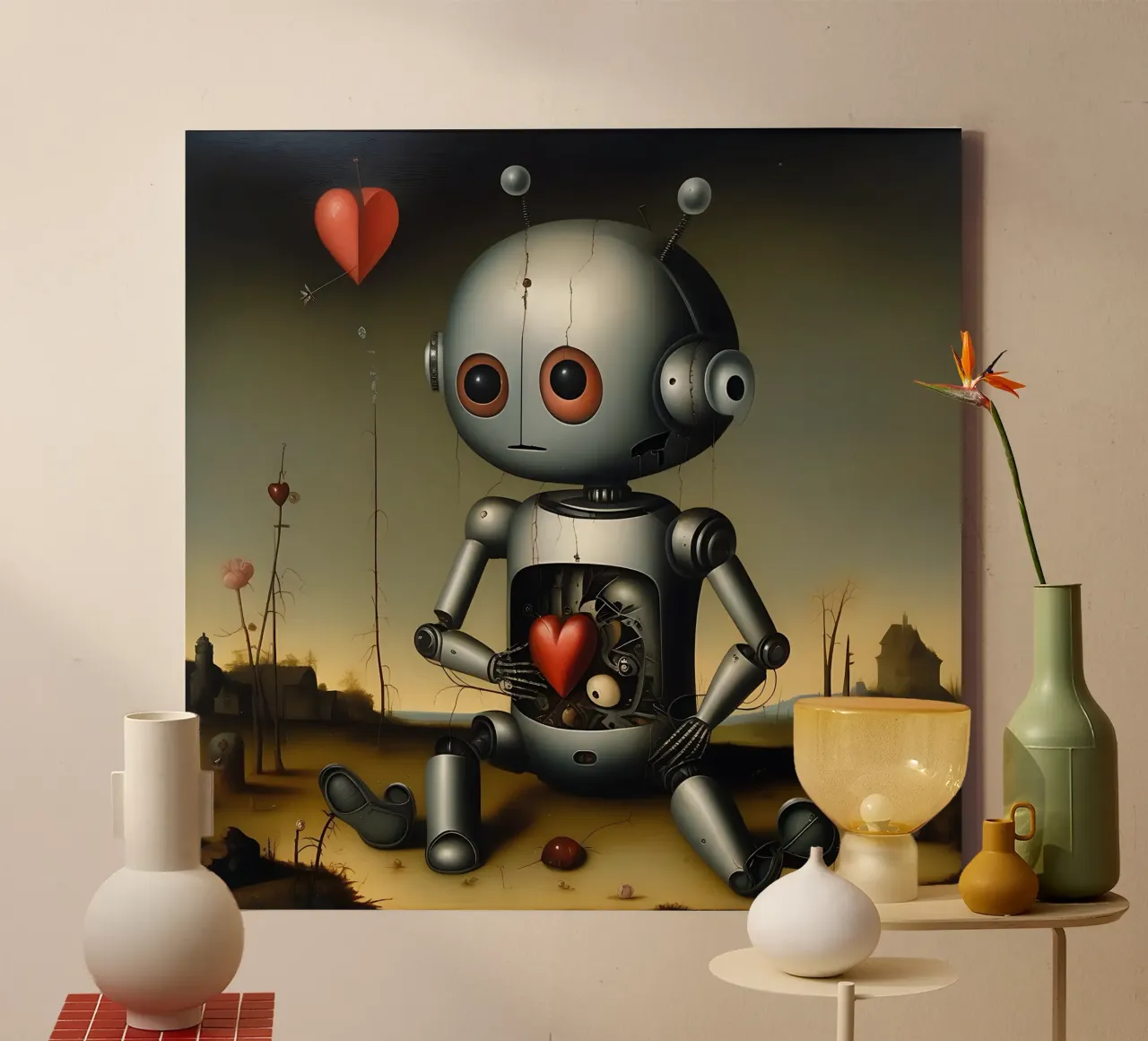 Robots with a heart_5 canvas by Pink- und LoveArt by LK