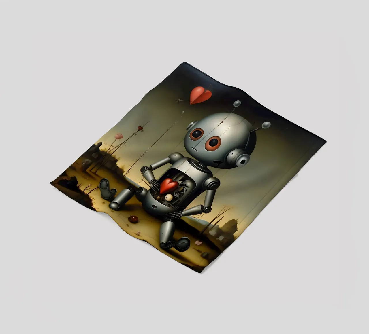 Robot con un cuore_5 coperta in pile da Pink- und LoveArt by LK