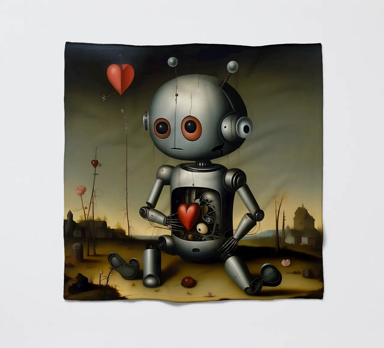 Robot con un cuore_5 coperta in pile da Pink- und LoveArt by LK