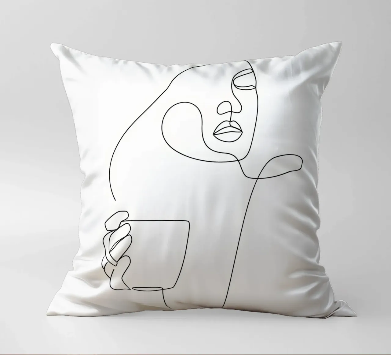 Donna con tazza di caffè in mano cuscino da Aiden Garcia