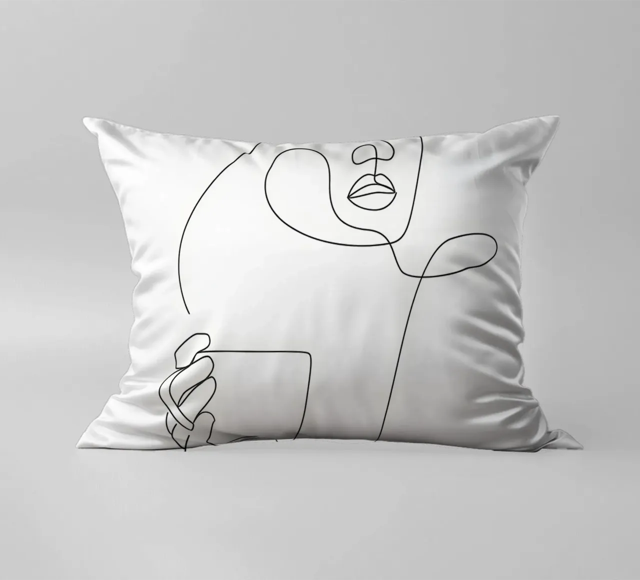 Donna con tazza di caffè in mano cuscino da Aiden Garcia