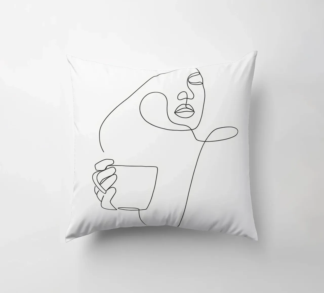 Donna con tazza di caffè in mano cuscino da Aiden Garcia