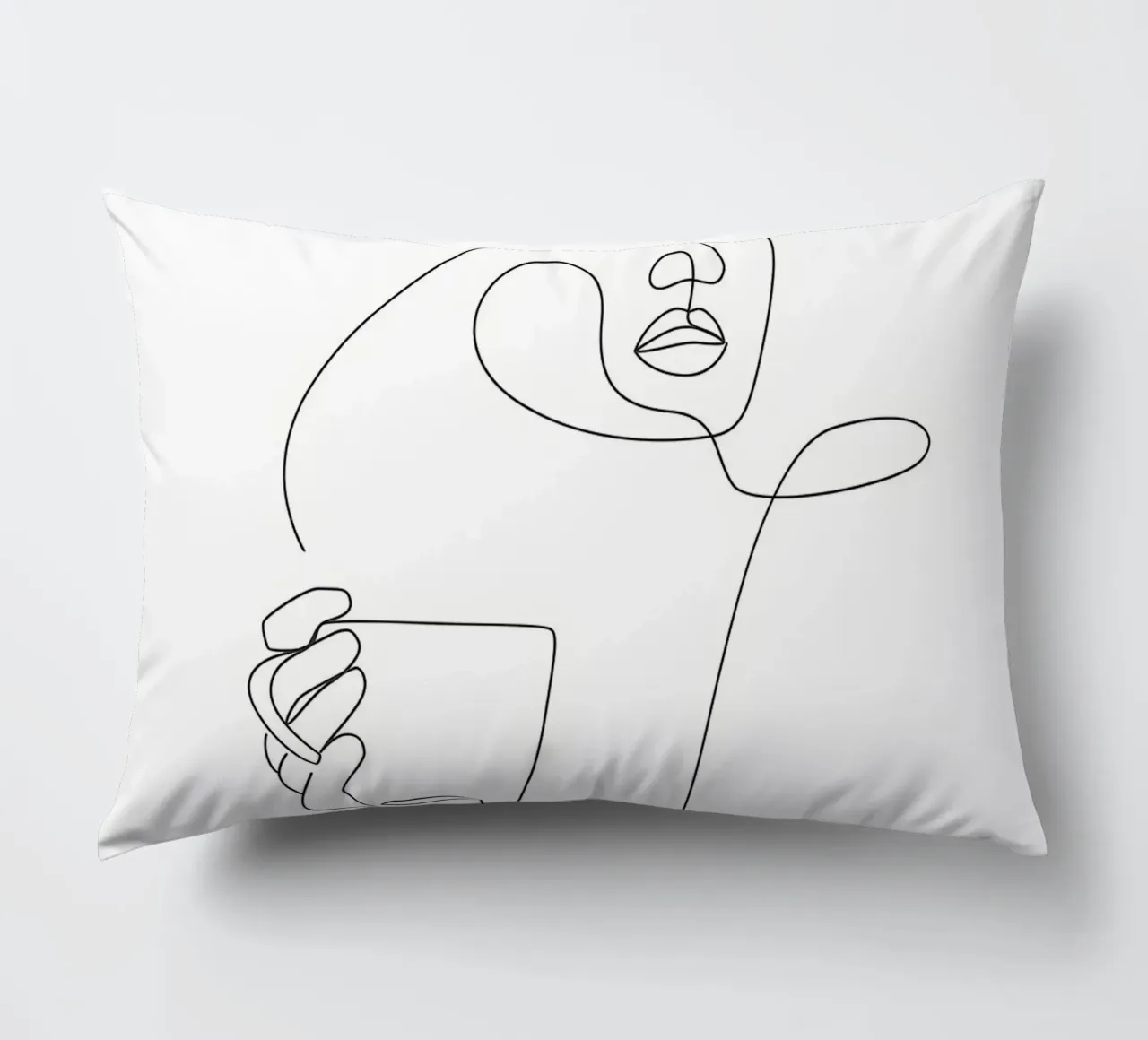 Donna con tazza di caffè in mano cuscino da Aiden Garcia