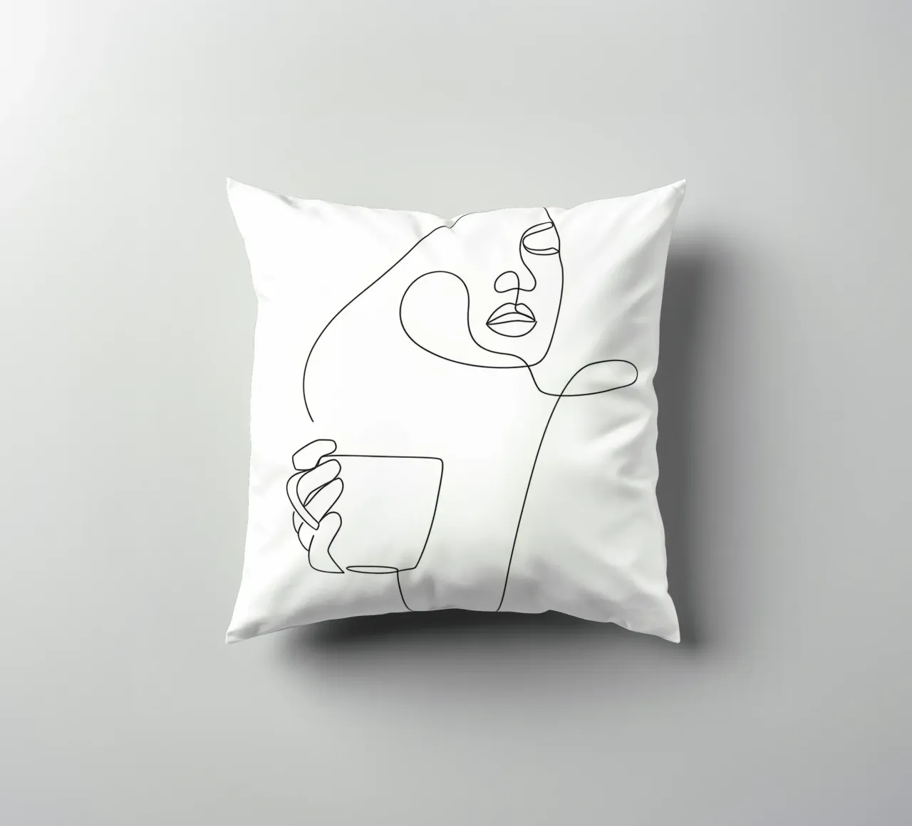 Donna con tazza di caffè in mano cuscino da Aiden Garcia