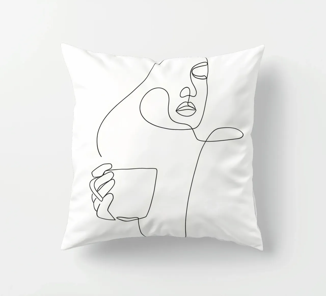 Donna con tazza di caffè in mano cuscino da Aiden Garcia