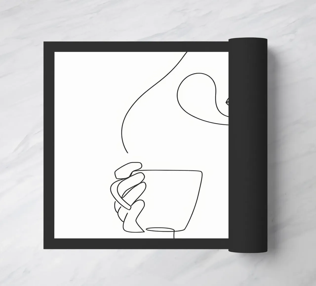 Donna con tazza di caffè in mano zerbino da Aiden Garcia