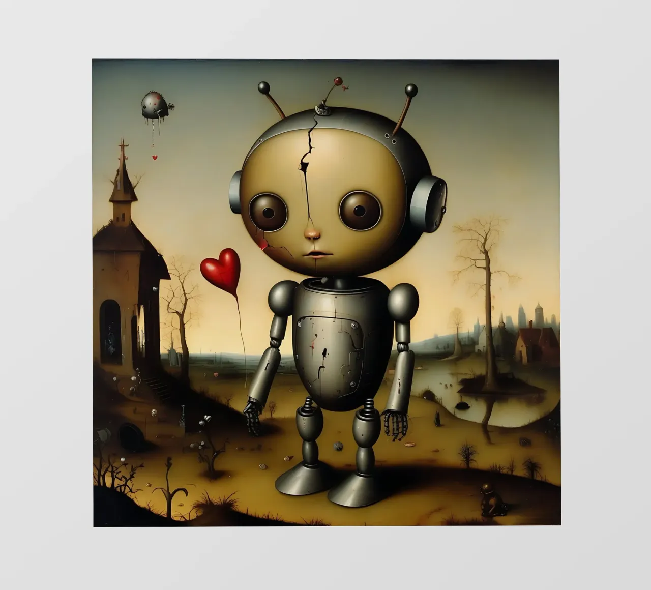 Robot con un cuore_6 telo in pvc da Pink- und LoveArt by LK