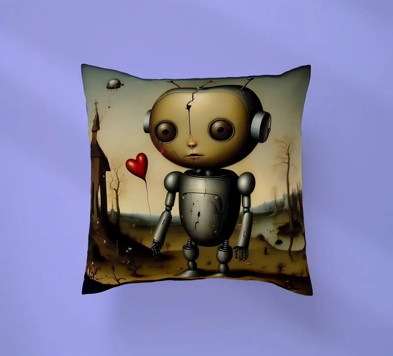 Robot con un cuore_6 cuscino da Pink- und LoveArt by LK