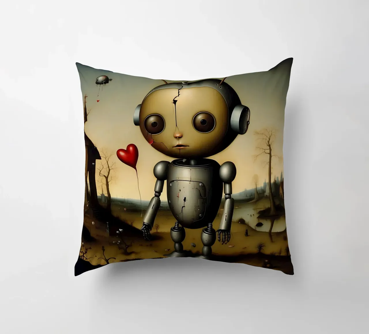 Robot con un cuore_6 cuscino da Pink- und LoveArt by LK