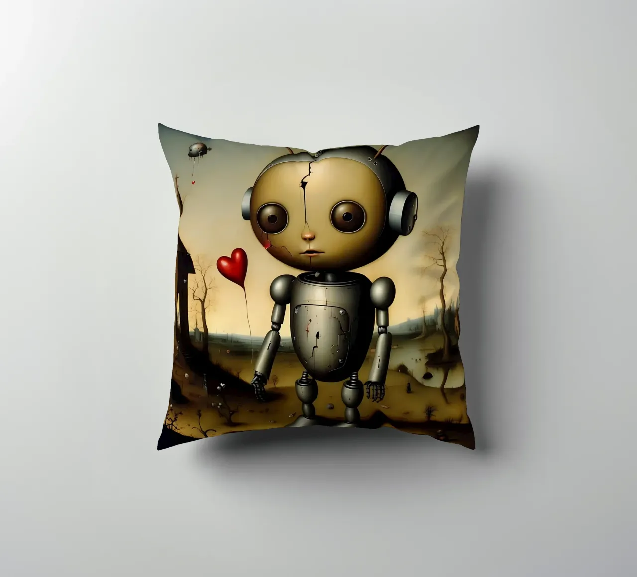 Robot con un cuore_6 cuscino da Pink- und LoveArt by LK