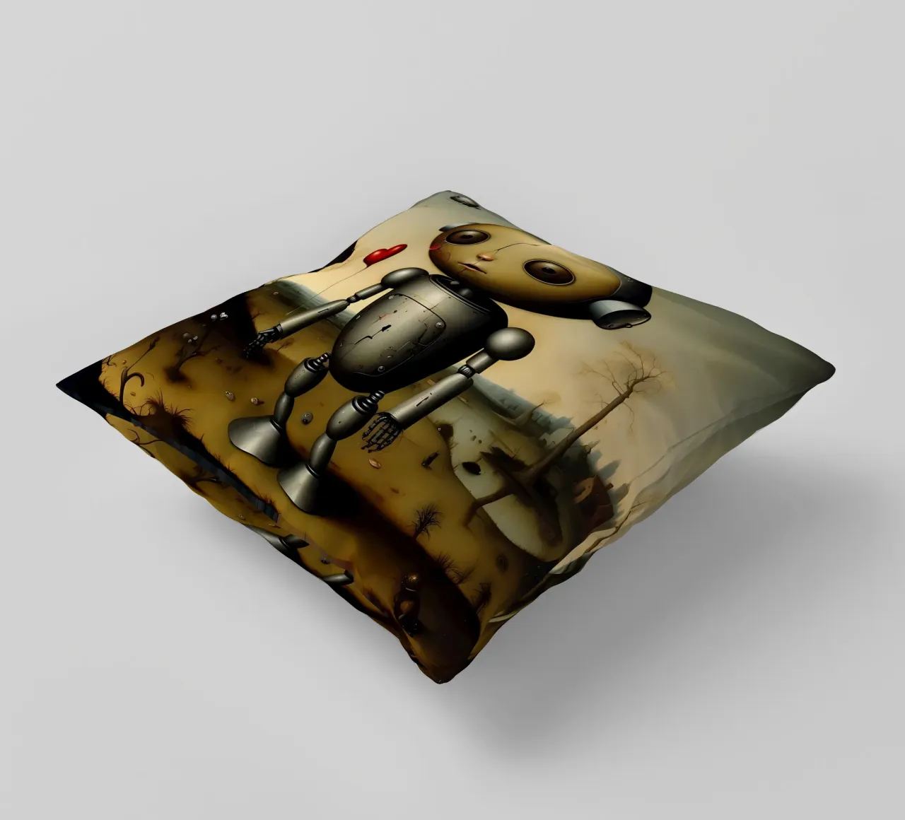 Robot con un cuore_6 cuscino da Pink- und LoveArt by LK