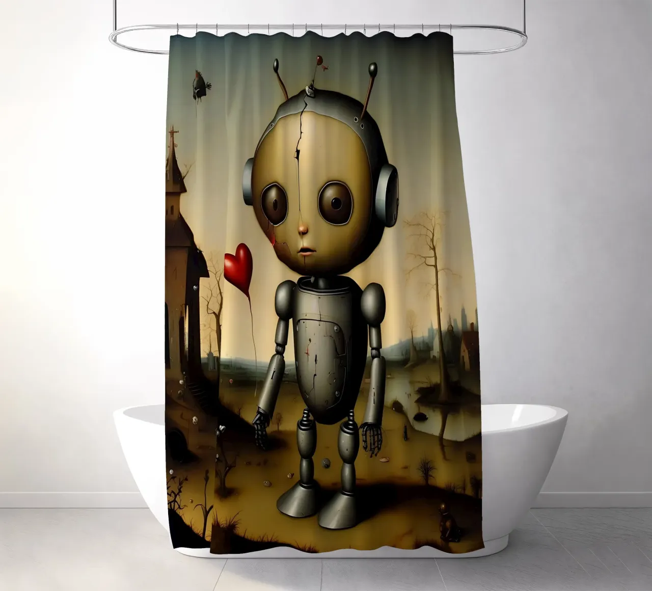 Robot con un cuore_6 tenda da doccia da Pink- und LoveArt by LK