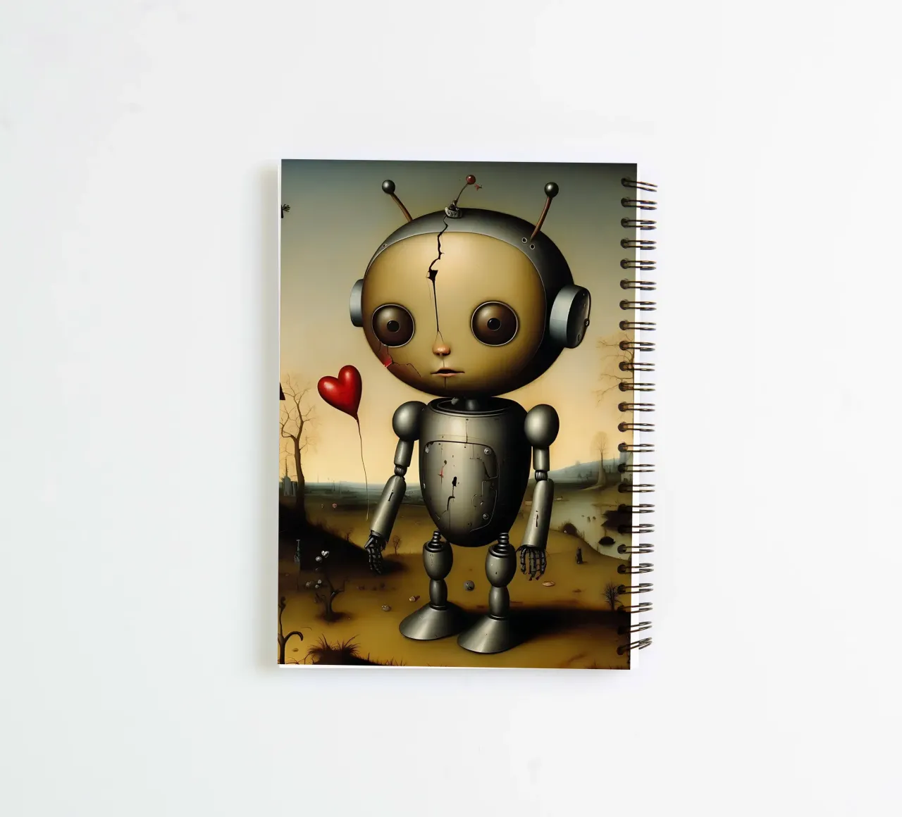 Robot con un cuore_6 diario ad anelli da Pink- und LoveArt by LK