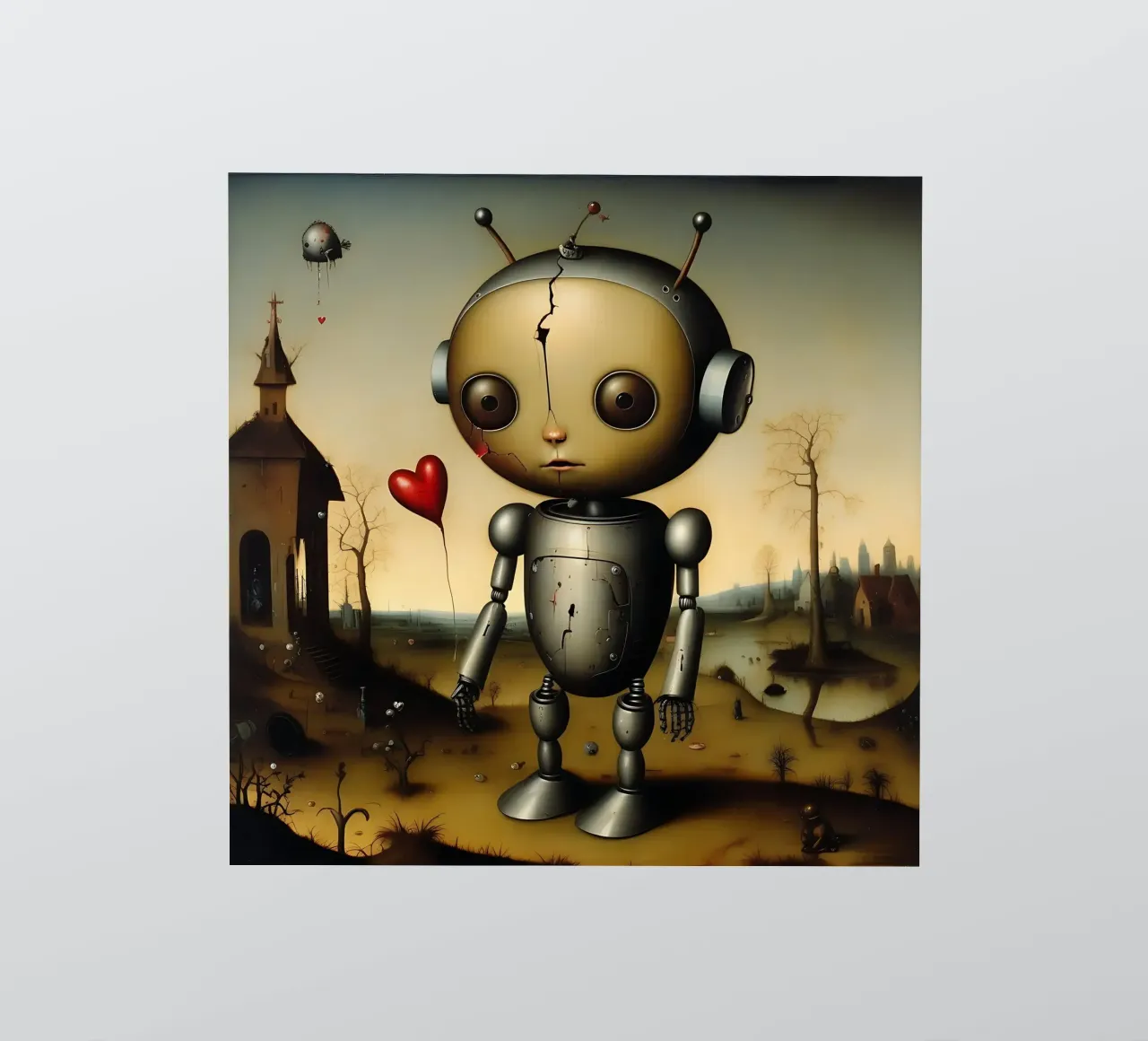 Robot avec un cœur_6 autocollant de Pink- und LoveArt by LK