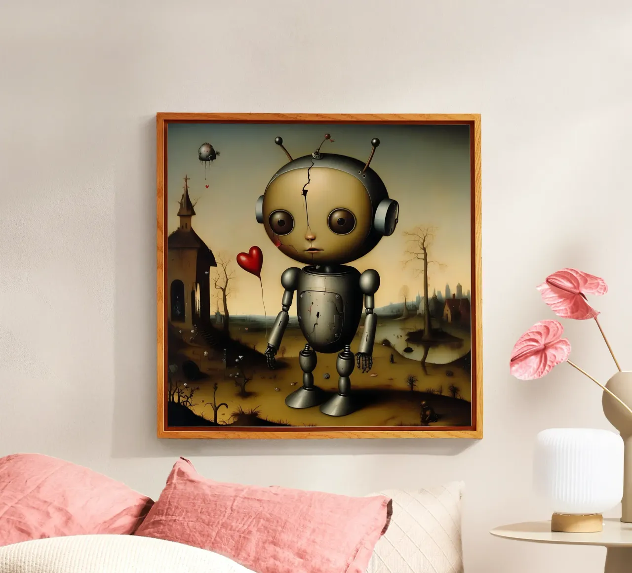 Roboter mit Herz_6 Acryl-Glas von Pink- und LoveArt by LK