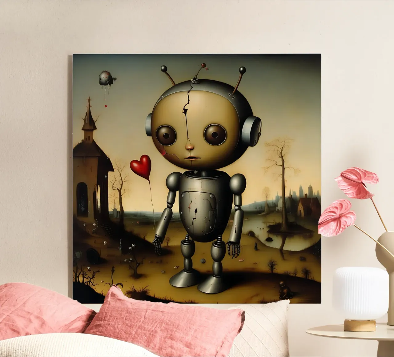 Robot con un cuore_6 plexiglass da Pink- und LoveArt by LK