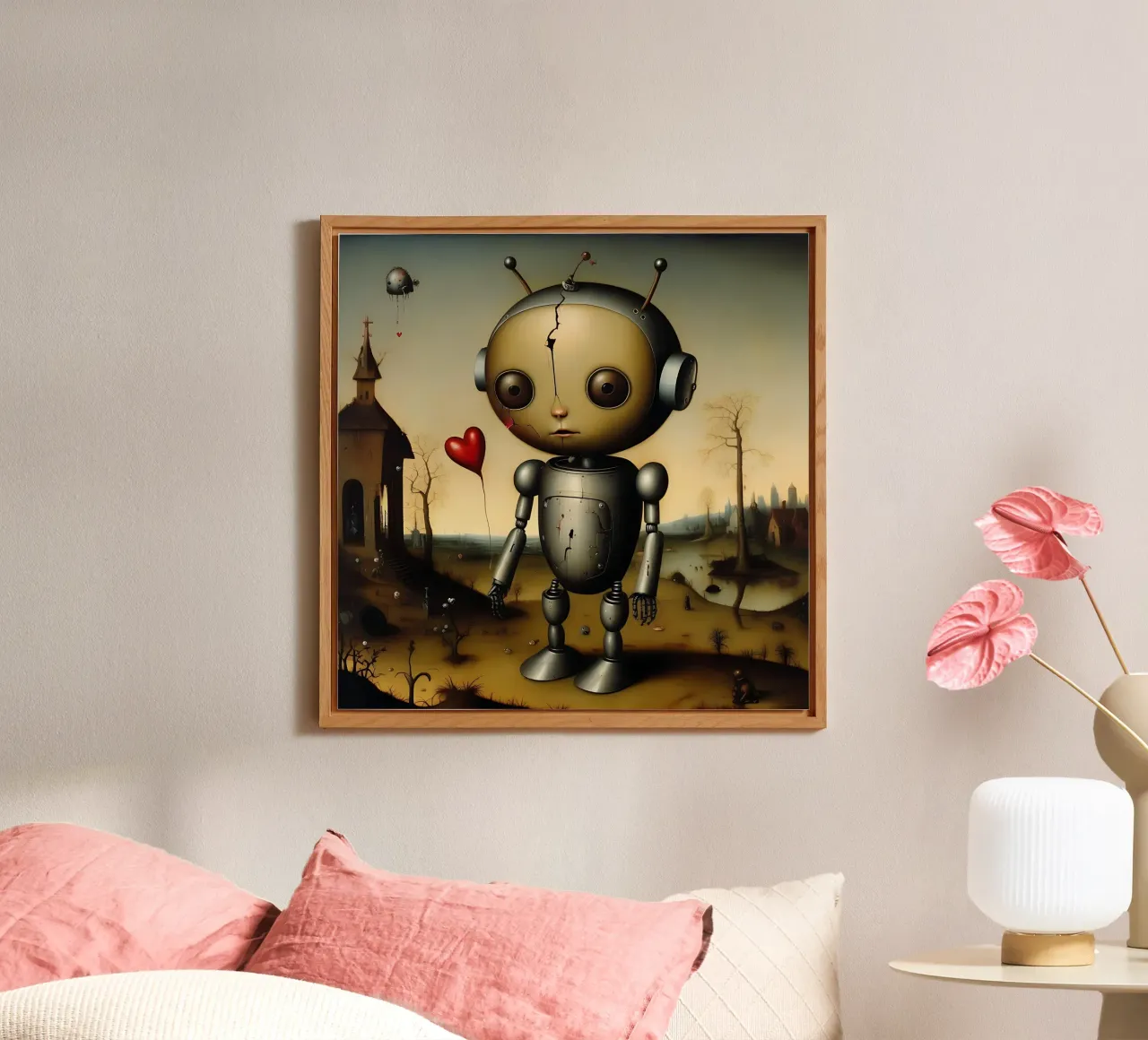 Robot con un cuore_6 pannello forex da Pink- und LoveArt by LK