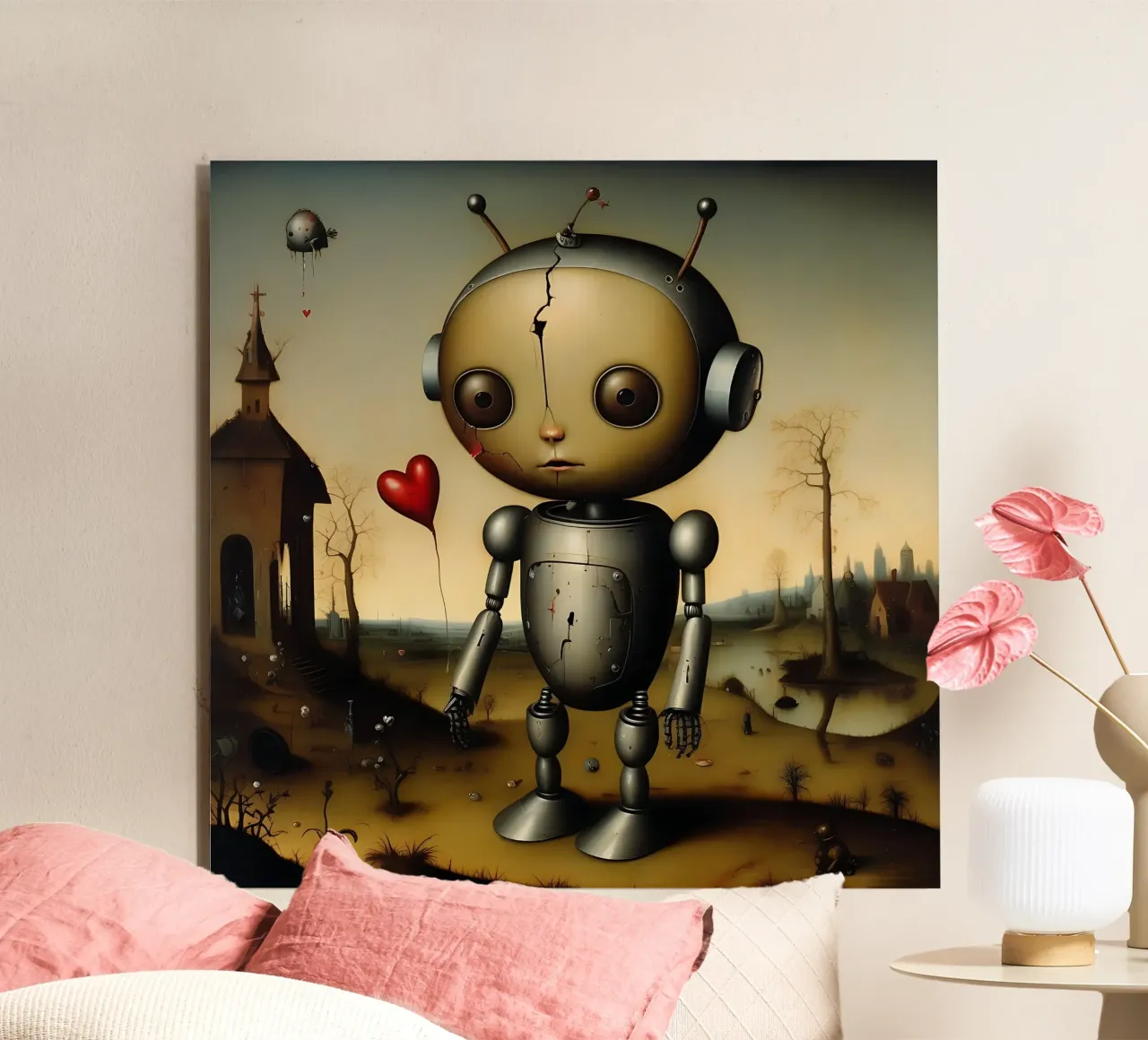 Robot con un cuore_6 alluminio dibond da Pink- und LoveArt by LK