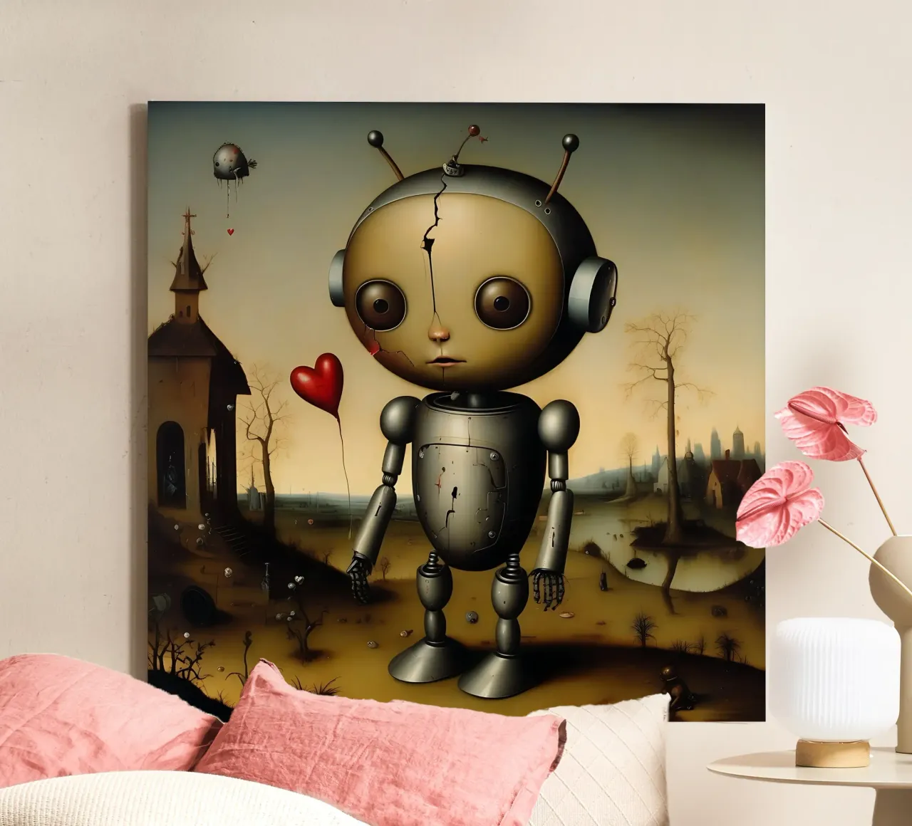 Robot con un cuore_6 tela da Pink- und LoveArt by LK