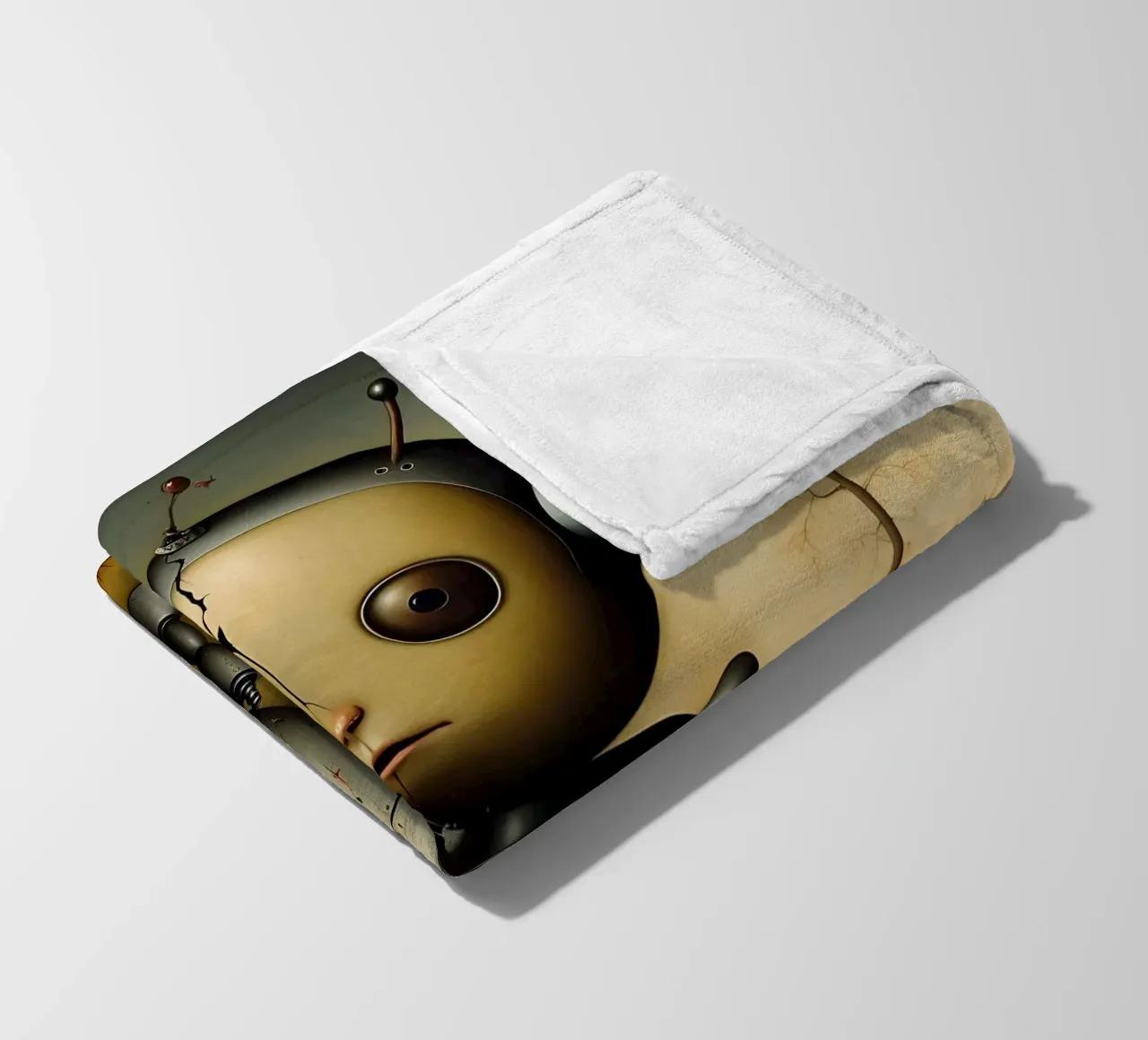Robot with a heart_6 fleece blanket by Pink- und LoveArt by LK