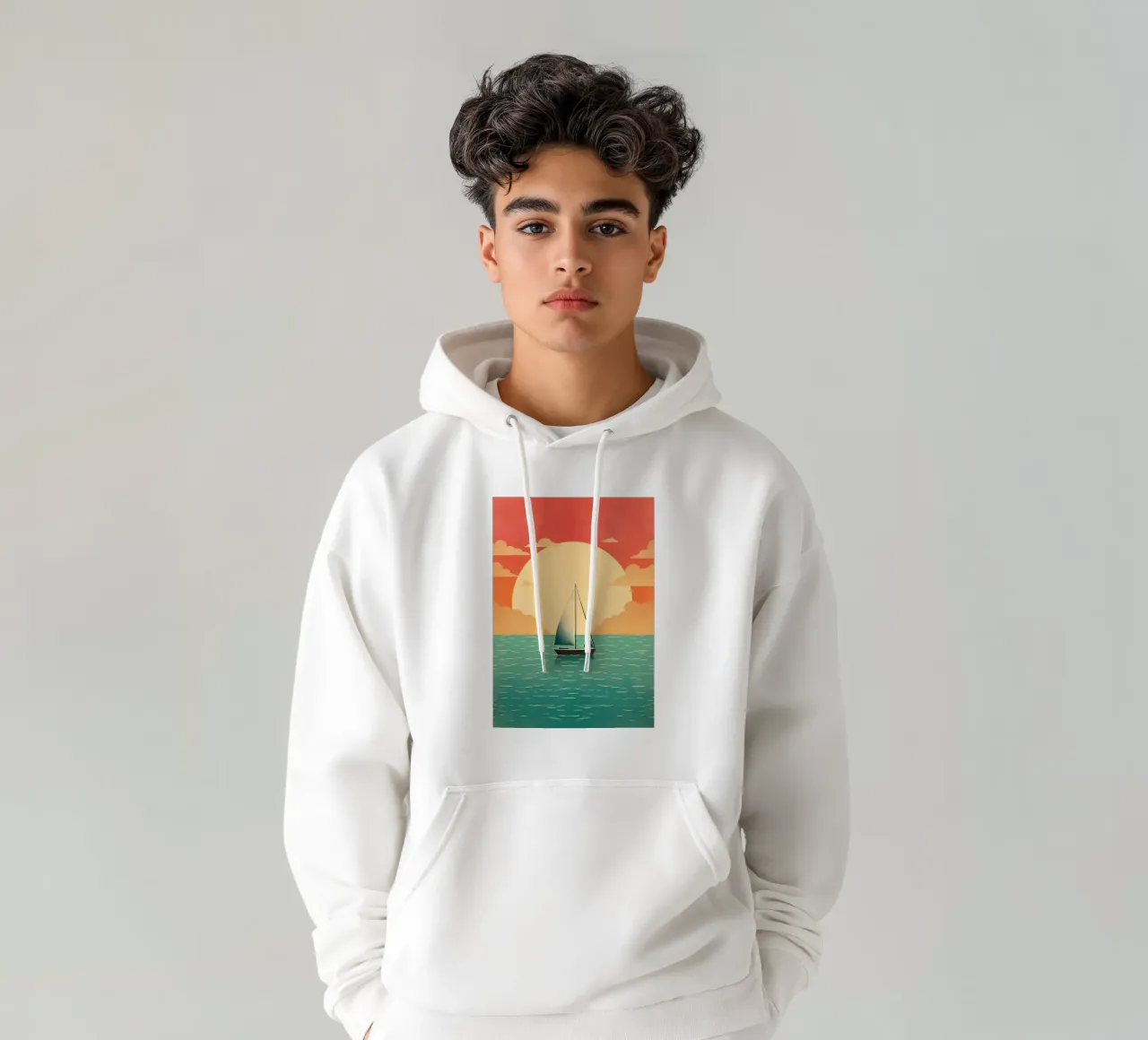 Segelboot Ruhiges Meer Sonnenuntergang Hoodie von Bartosz Powalka