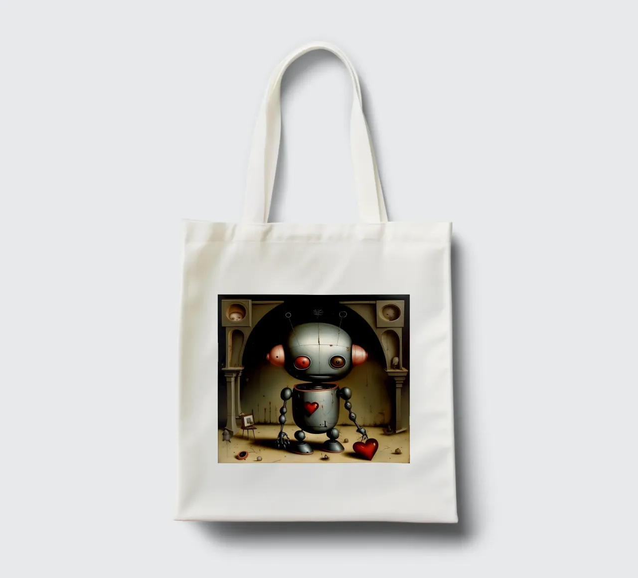 Robot con un cuore_7 borsa in juta da Pink- und LoveArt by LK