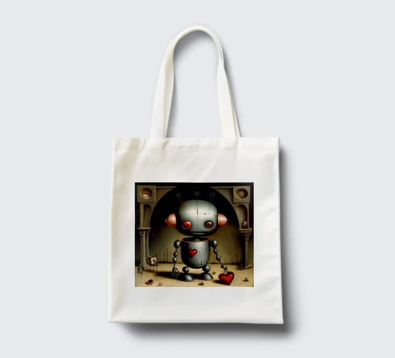 Robot con un cuore_7 borsa in juta da Pink- und LoveArt by LK