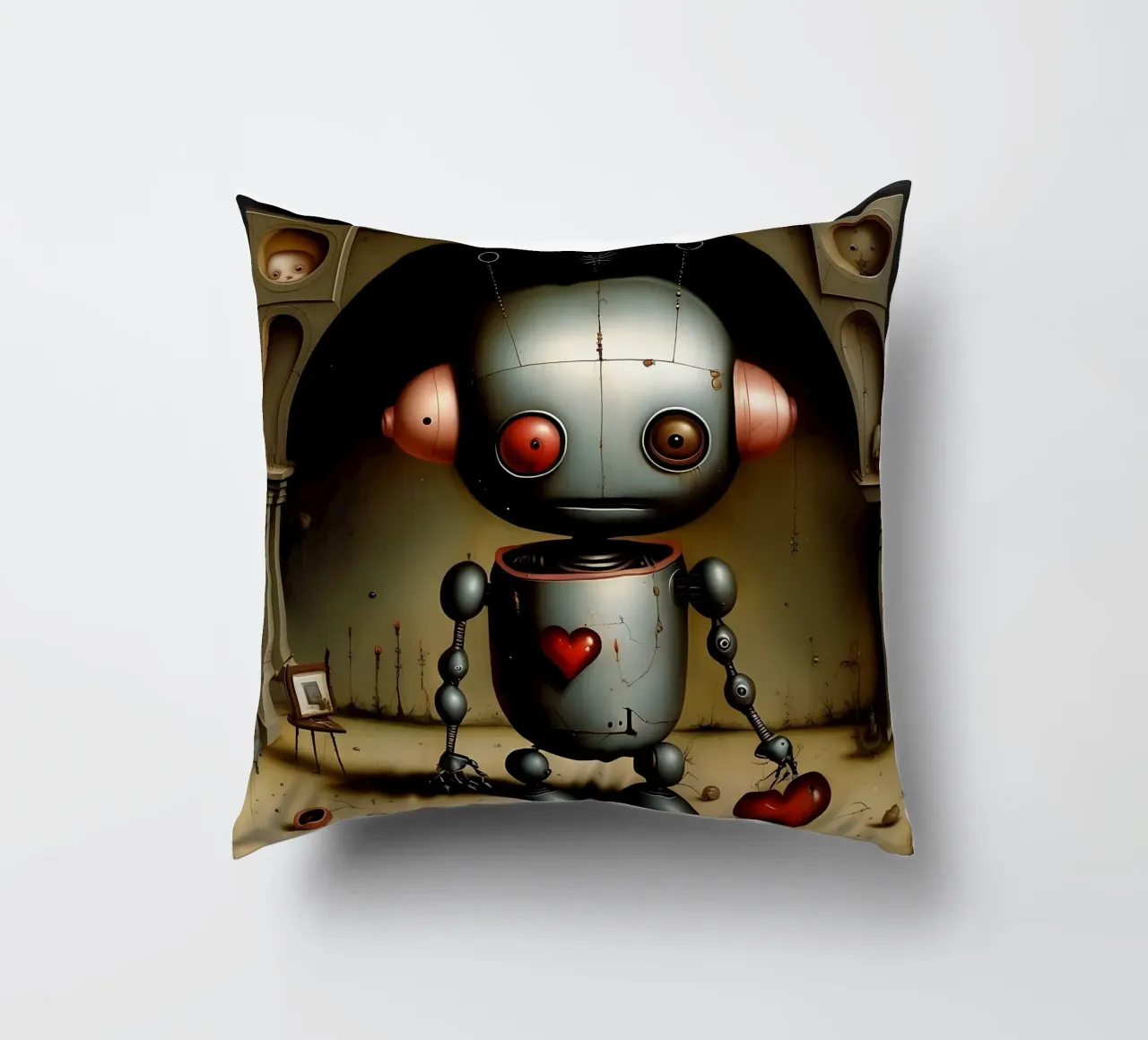 Robot con un cuore_7 cuscino da Pink- und LoveArt by LK