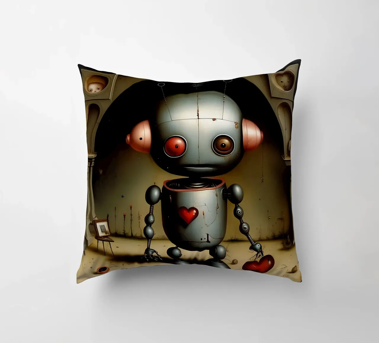 Robot con un cuore_7 cuscino da Pink- und LoveArt by LK