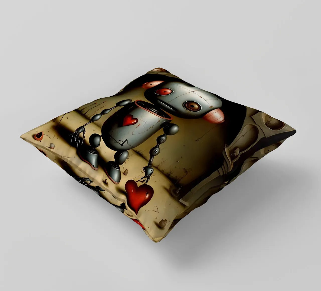 Robot con un cuore_7 cuscino da Pink- und LoveArt by LK