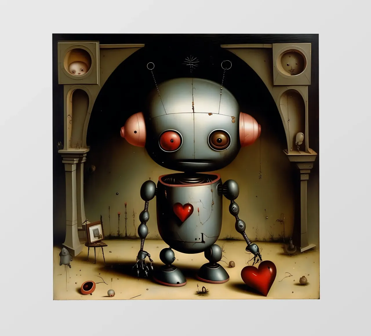 Robot con un cuore_7 telo in pvc da Pink- und LoveArt by LK